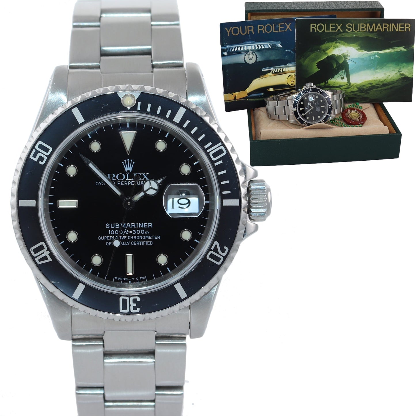 MINT Rolex Submariner Date 16610 Steel Black 40mm Oyster Watch Box
