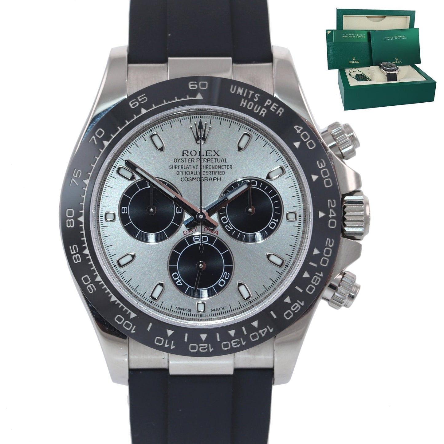 2022 MINT Rolex Daytona 18k White Gold 116519LN Ceramic Silver Panda Watch Box