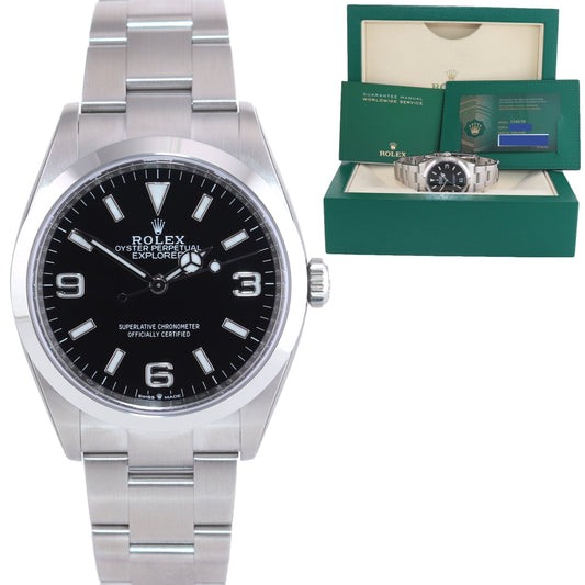 2023 NEW PAPERS Rolex Explorer Black Oyster Steel 36mm 124270 Watch Box