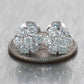 Modern 14k White Gold 2.25ctw Diamond Cluster Stud Earrings