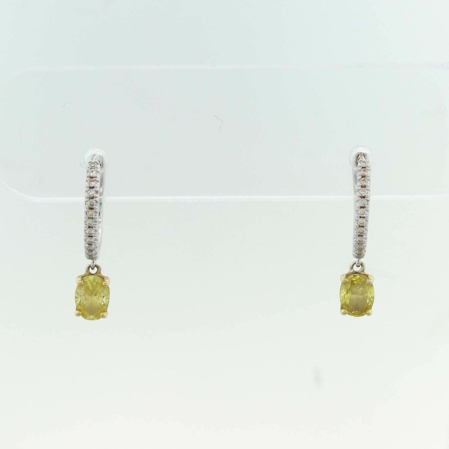 Oval Cut Fancy Yellow 1.05ctw Diamond 18k White Gold Earrings