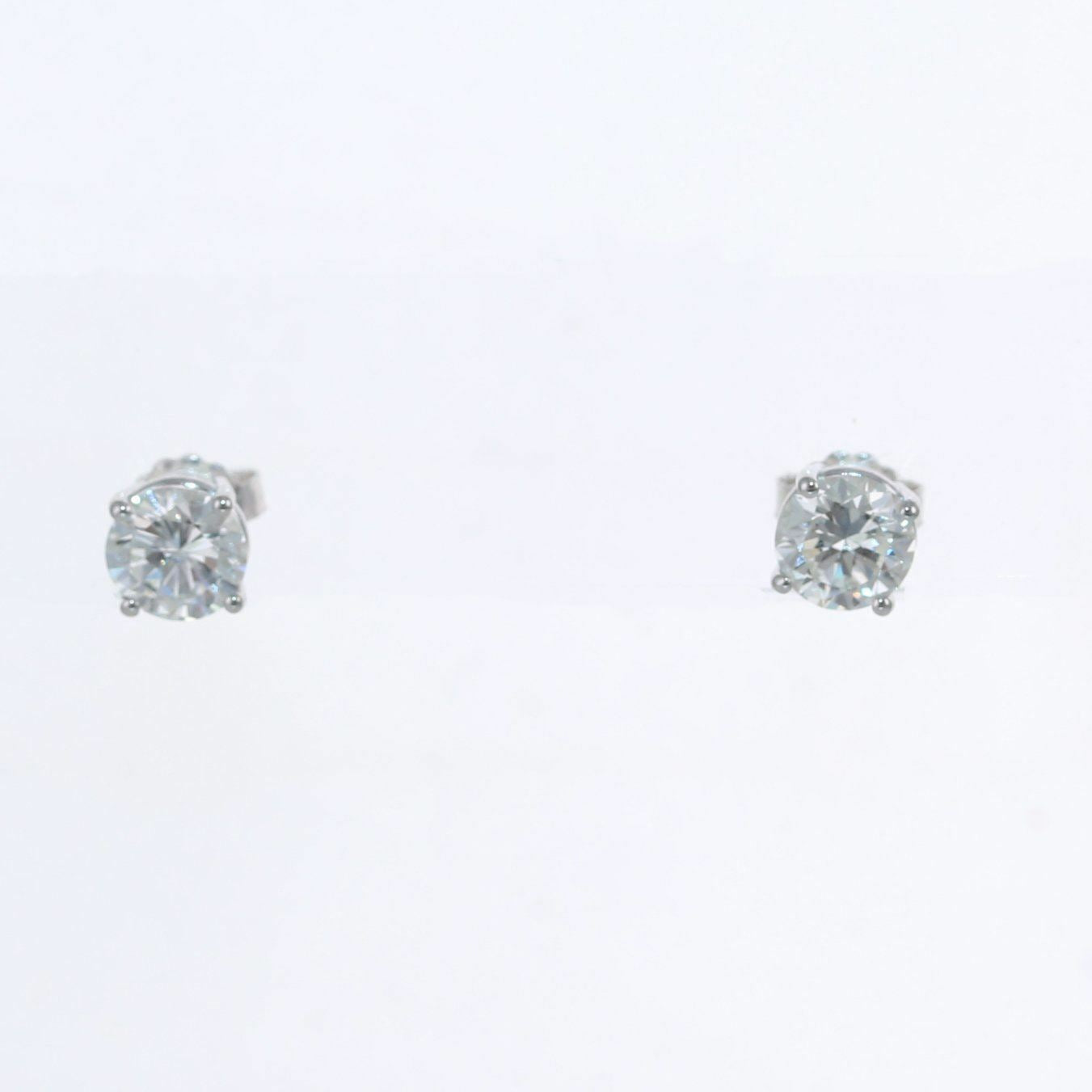 GIA 1.87ct Round Brilliant I-J VS2-VVS2 Diamond 14k White Gold Stud Earrings