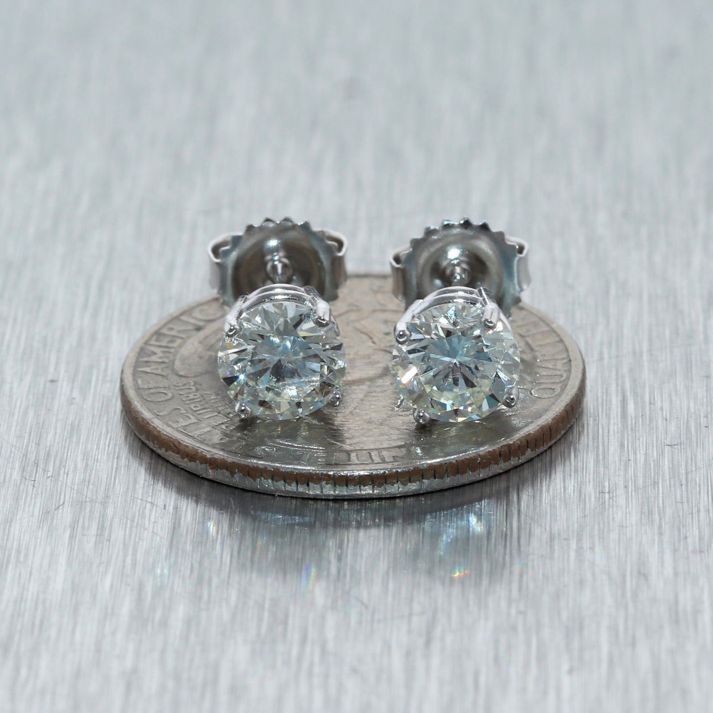 2.00ctw Round Brilliant Cut L/VS2-SI1 Diamond 14k White Gold 6mm Stud Earrings