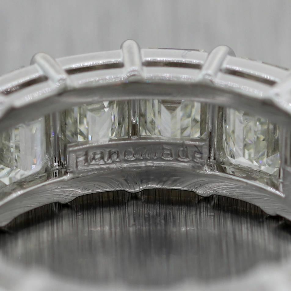 Modern Platinum 9ctw Emerald Cut Diamond Eternity Wedding Band Ring