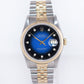 Rolex DateJust 36mm 16233 Two Tone Yellow Gold Jubilee Blue Vignette Diamond Watch