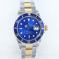 2007 MINT PAPERS Rolex Submariner 16613 Gold Steel Two Tone Sunburst Blue Watch