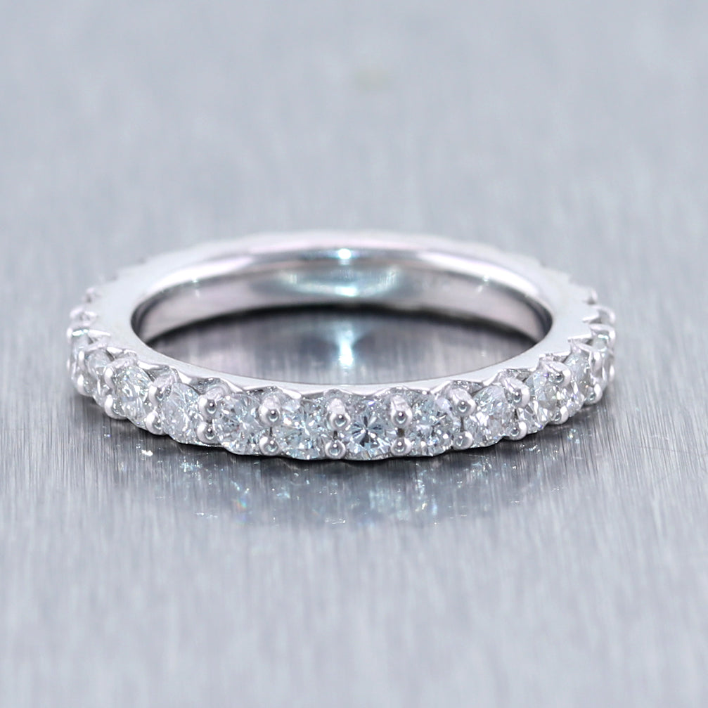 14k White Gold 1.00ctw Diamond Eternity Wedding Band Ring