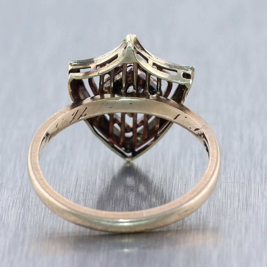 1880's Antique Victorian 14k Yellow Gold 0.20ct Diamond Shield Ring