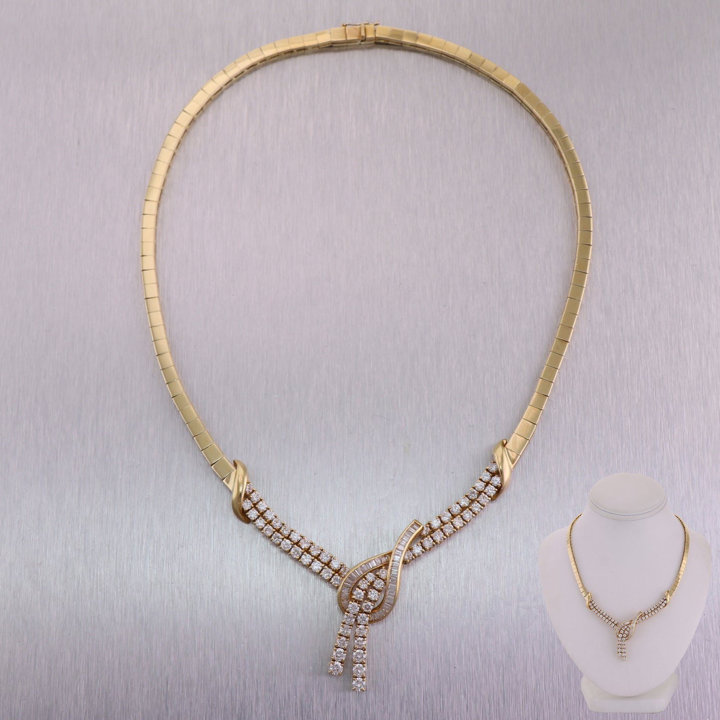18k Yellow Gold 6ctw Diamond 16" Collar Necklace