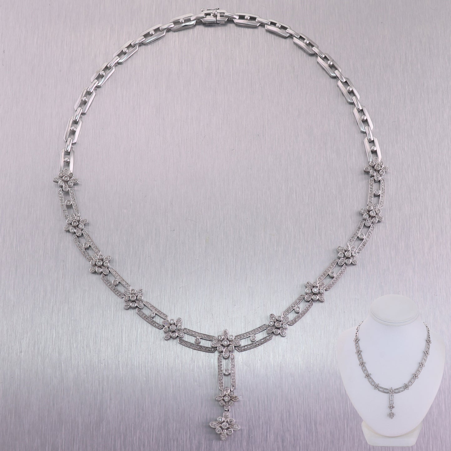 14k White Gold 2.50ctw Diamond 16" Bridal Necklace