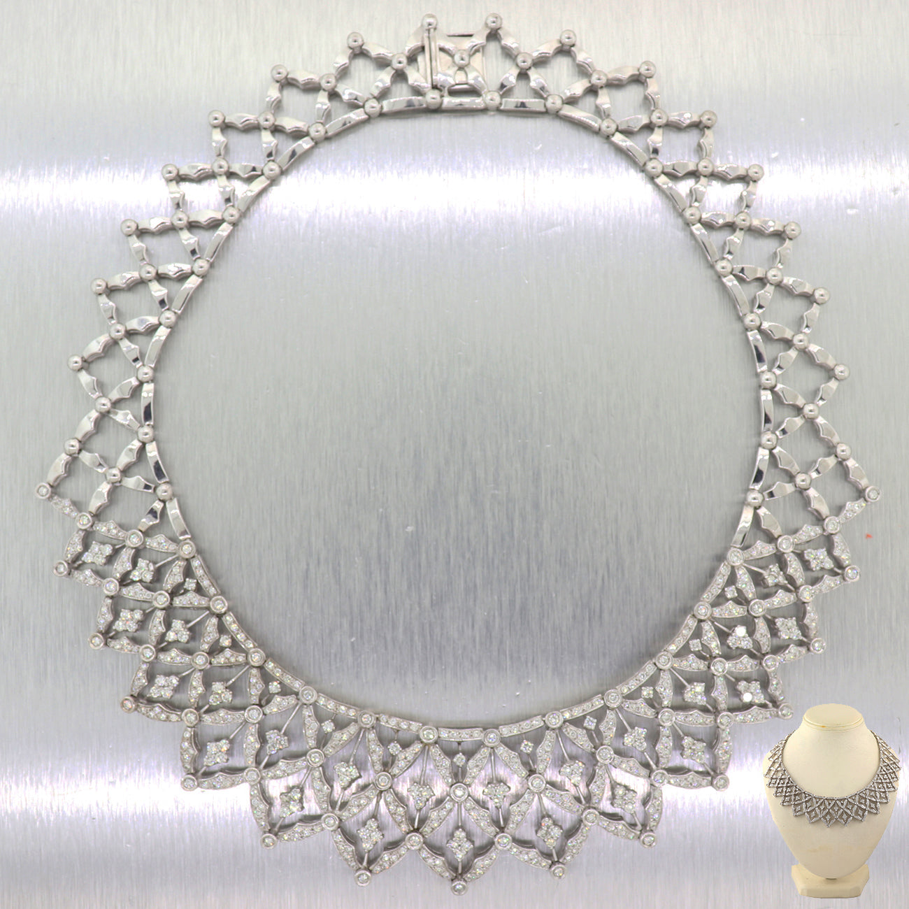 Vintage Estate 18k White Gold 10.80ctw Diamond Choker 15" Necklace