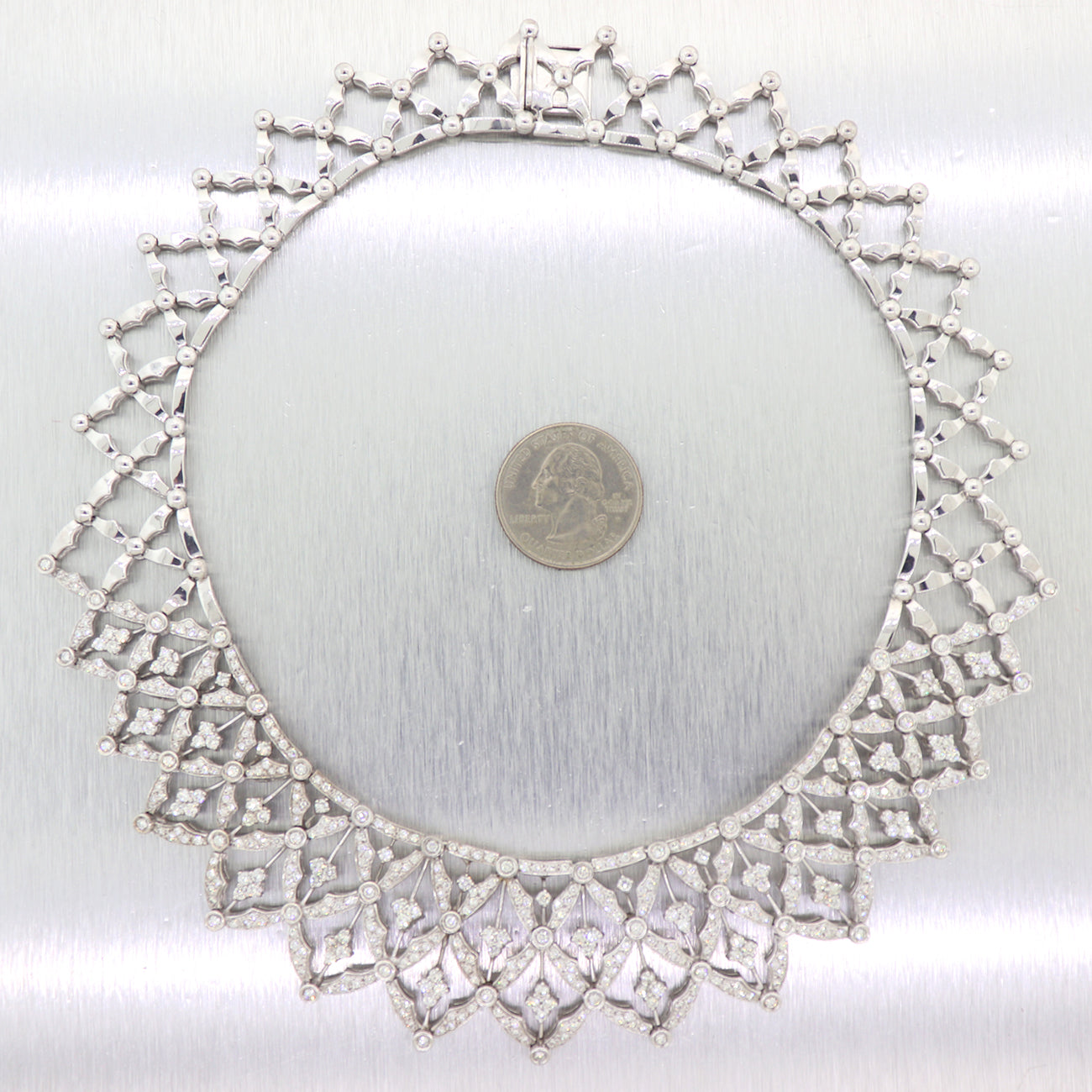 Vintage Estate 18k White Gold 10.80ctw Diamond Choker 15" Necklace