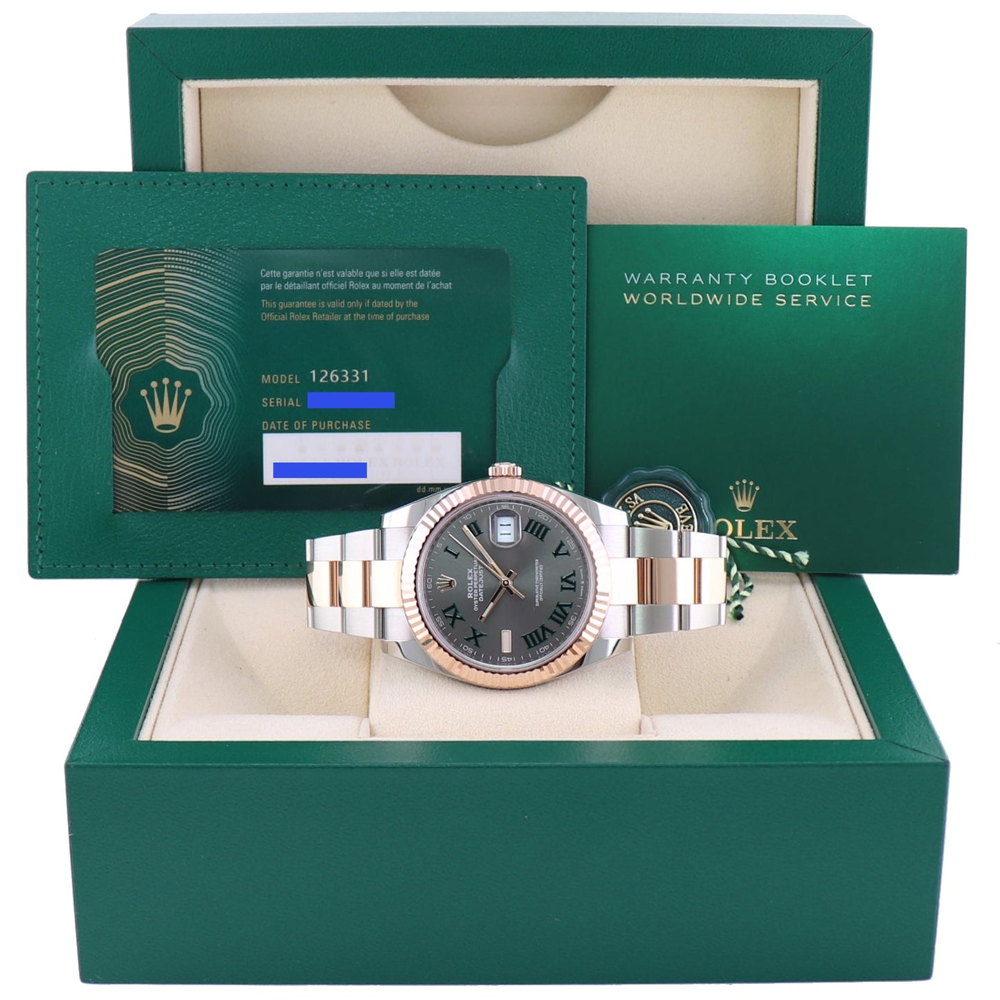 DEC 2021 NEW PAPERS Rolex DateJust 41 126331 Wimbledon Rose Gold Two-Tone Watch