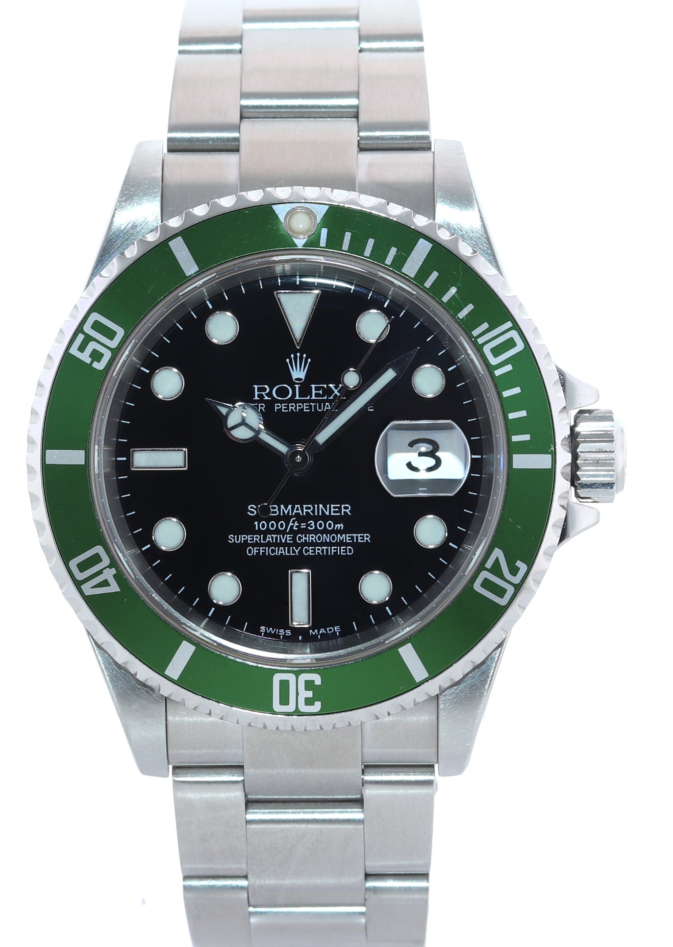 Punched PAPERS F Serial Rolex Submariner Kermit Green Submariner 16610LV Watch
