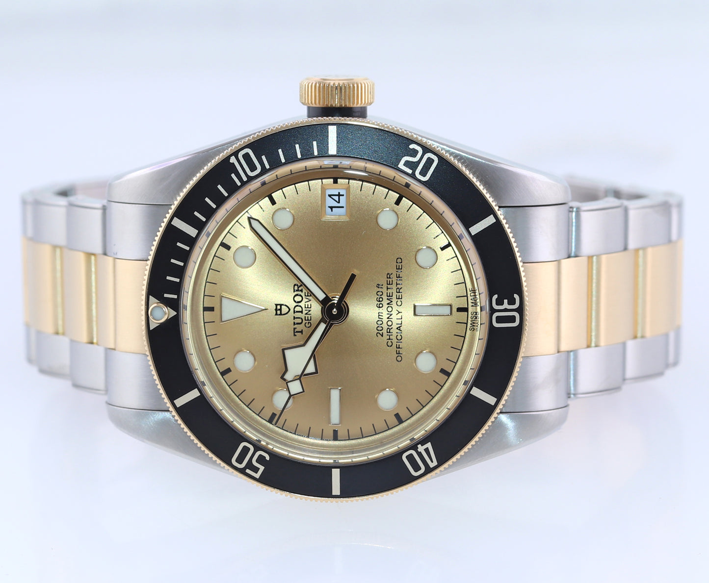 MINT Tudor Black Bay Heritage 79733N Two Tone Champagne 41mm Date Dive Watch