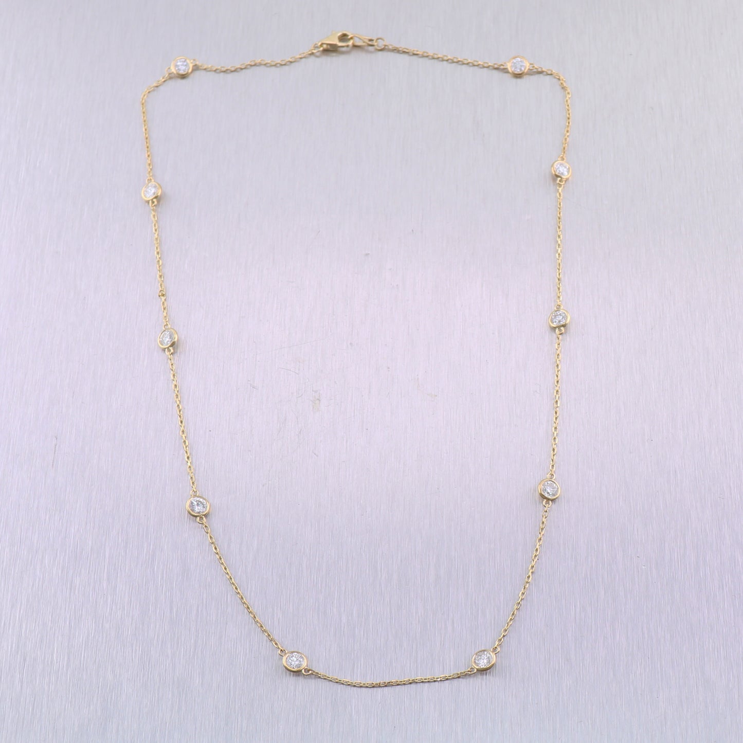 14k Yellow Gold 2.10ctw Diamond By The Yard 18" Necklace
