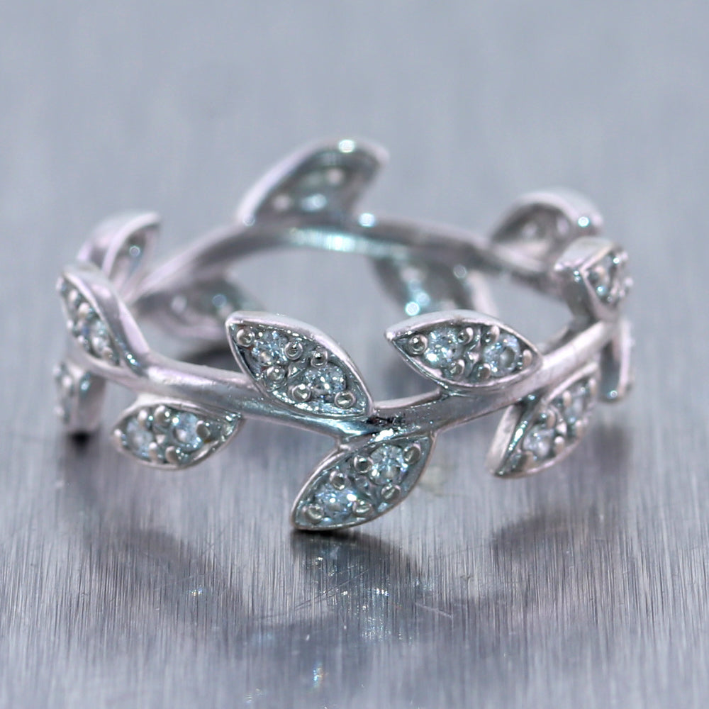 Tiffany & Co. Paloma Picasso 18k White Gold 0.28ctw Diamond Olive Leaf Ring