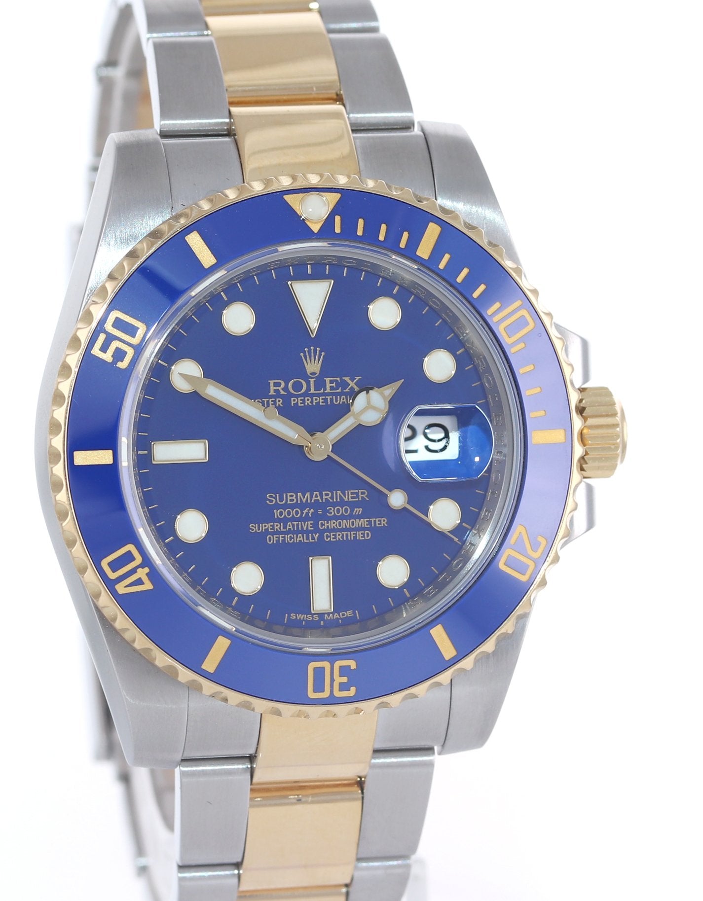 Rolex Submariner Ceramic 116613LB Two Tone Yellow Gold Steel Blue Smurf Watch