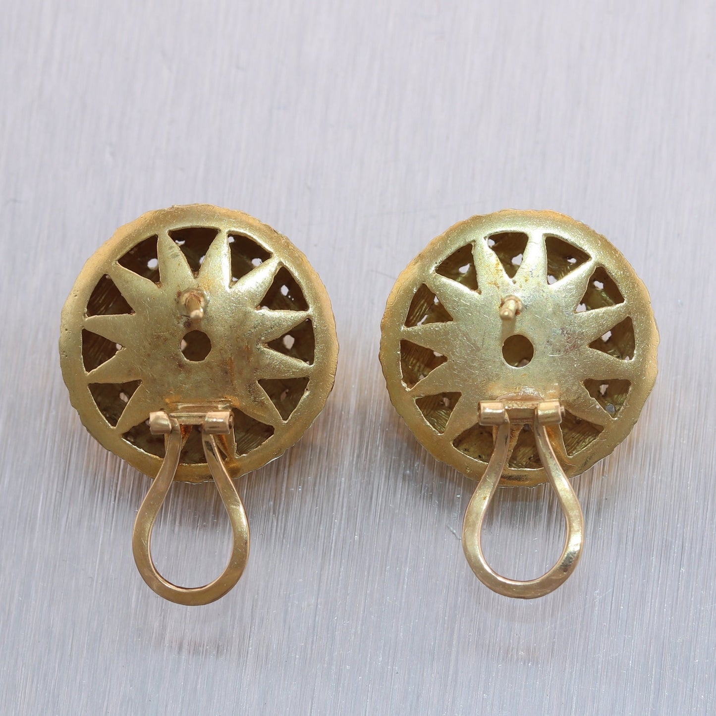 Tiffany & Co. 18k Yellow Gold Basket Weave Dome Post Clip Earrings