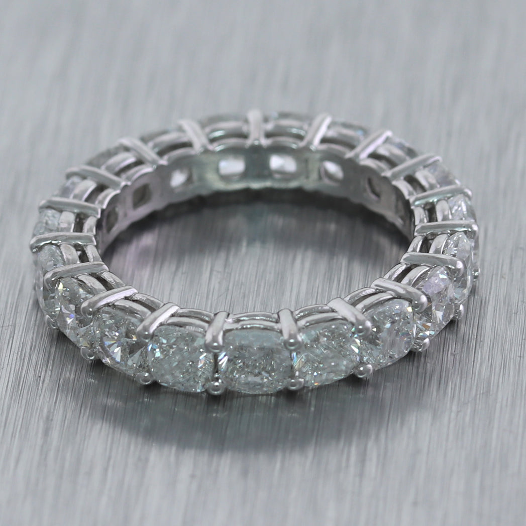 GIA Platinum 5.70ctw Cushion Cut Diamond Eternity Wedding Band Ring