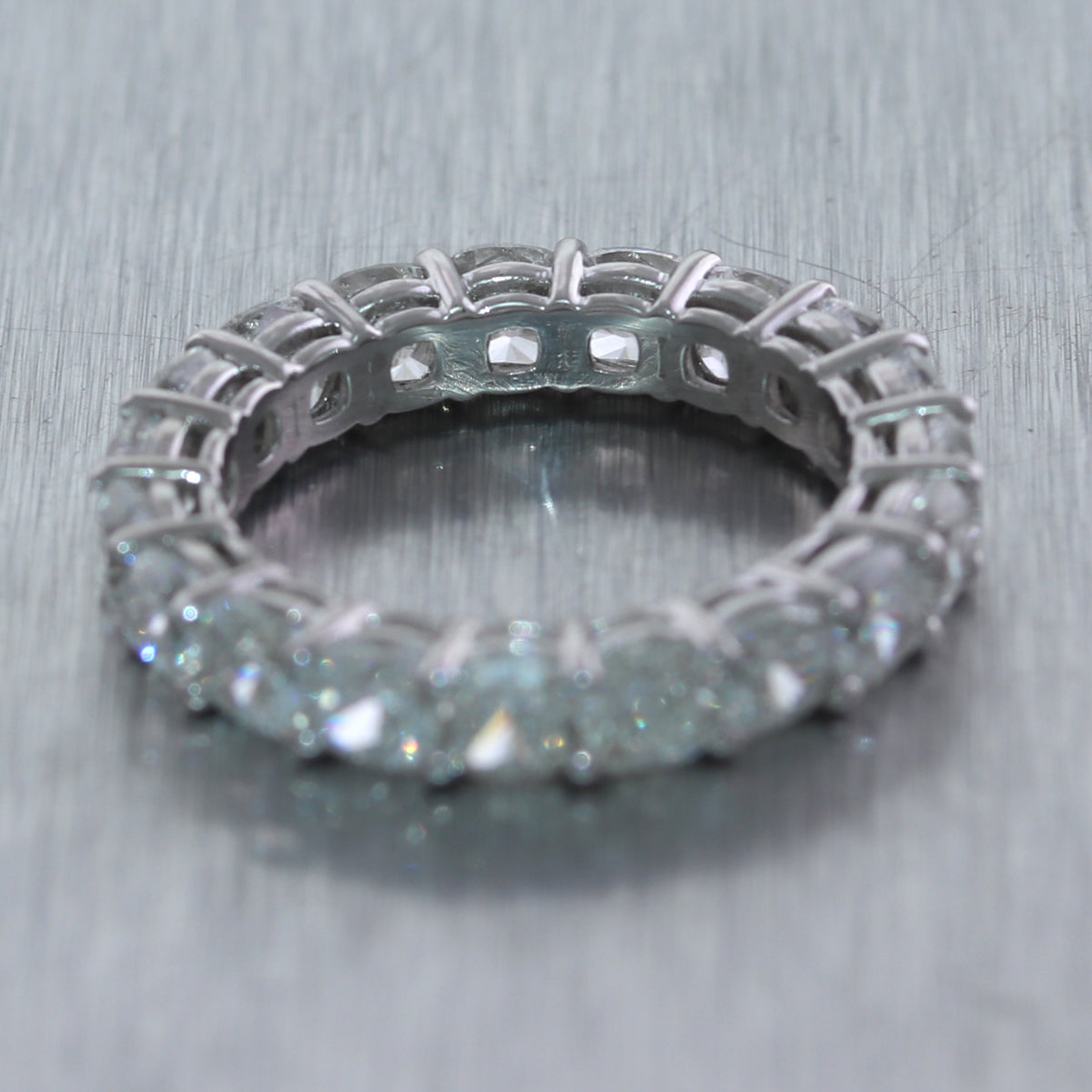 GIA Platinum 5.70ctw Cushion Cut Diamond Eternity Wedding Band Ring