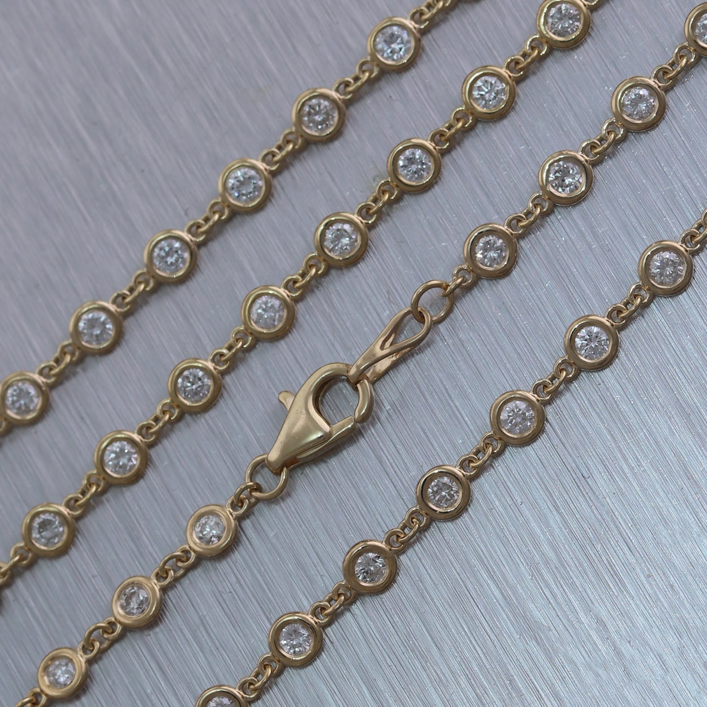 14k Yellow Gold 3.20ctw Diamonds By The Yard 18" Necklace