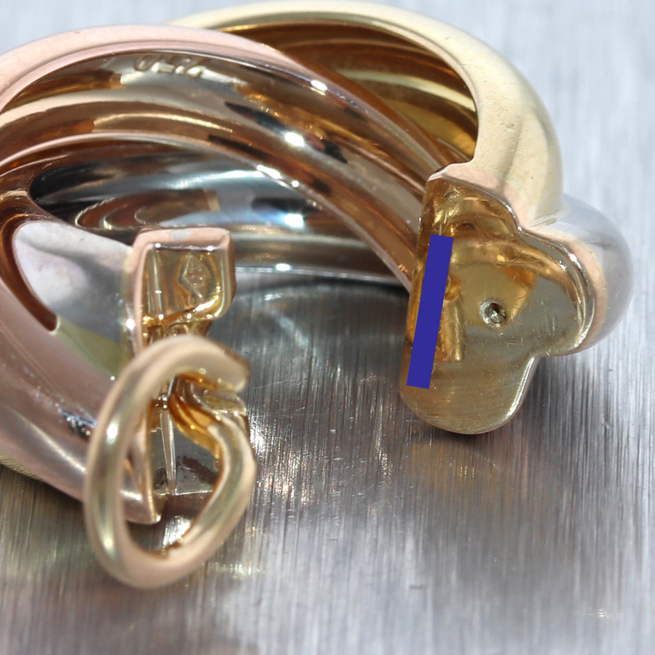 Cartier 18k Tri Color Gold Trinity Hoop Clip-On Earrings
