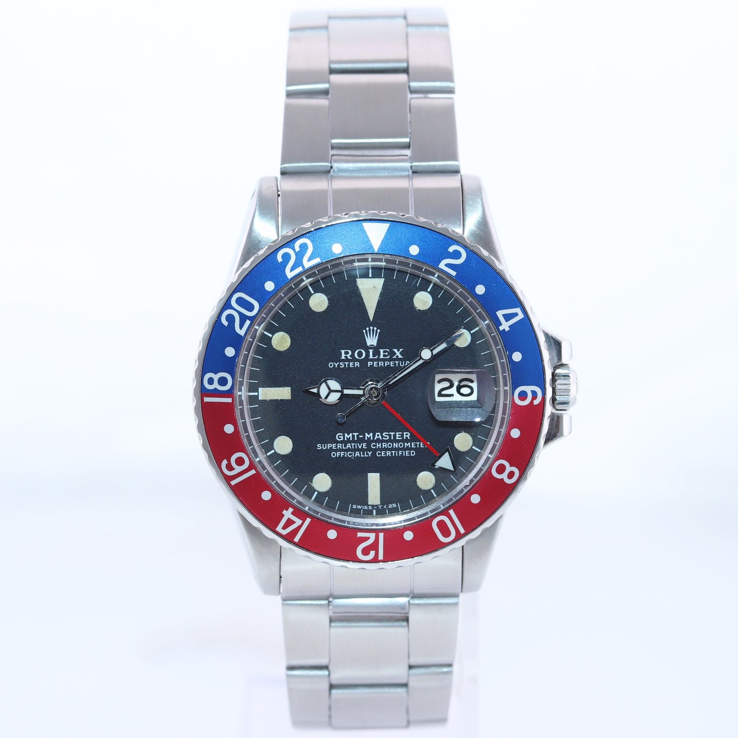 1973 Rolex GMT-Master Pepsi Blue Red Matte Dial 1675 Jubilee Steel Watch Box