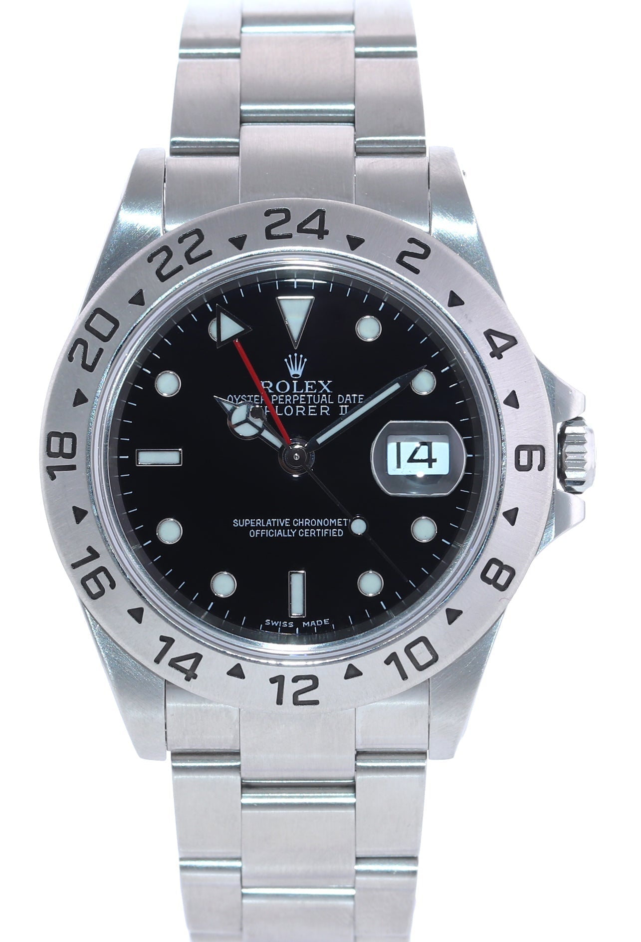 2002 Papers Rolex Explorer II 16570 Stainless Steel Black Dial GMT 40mm Watch