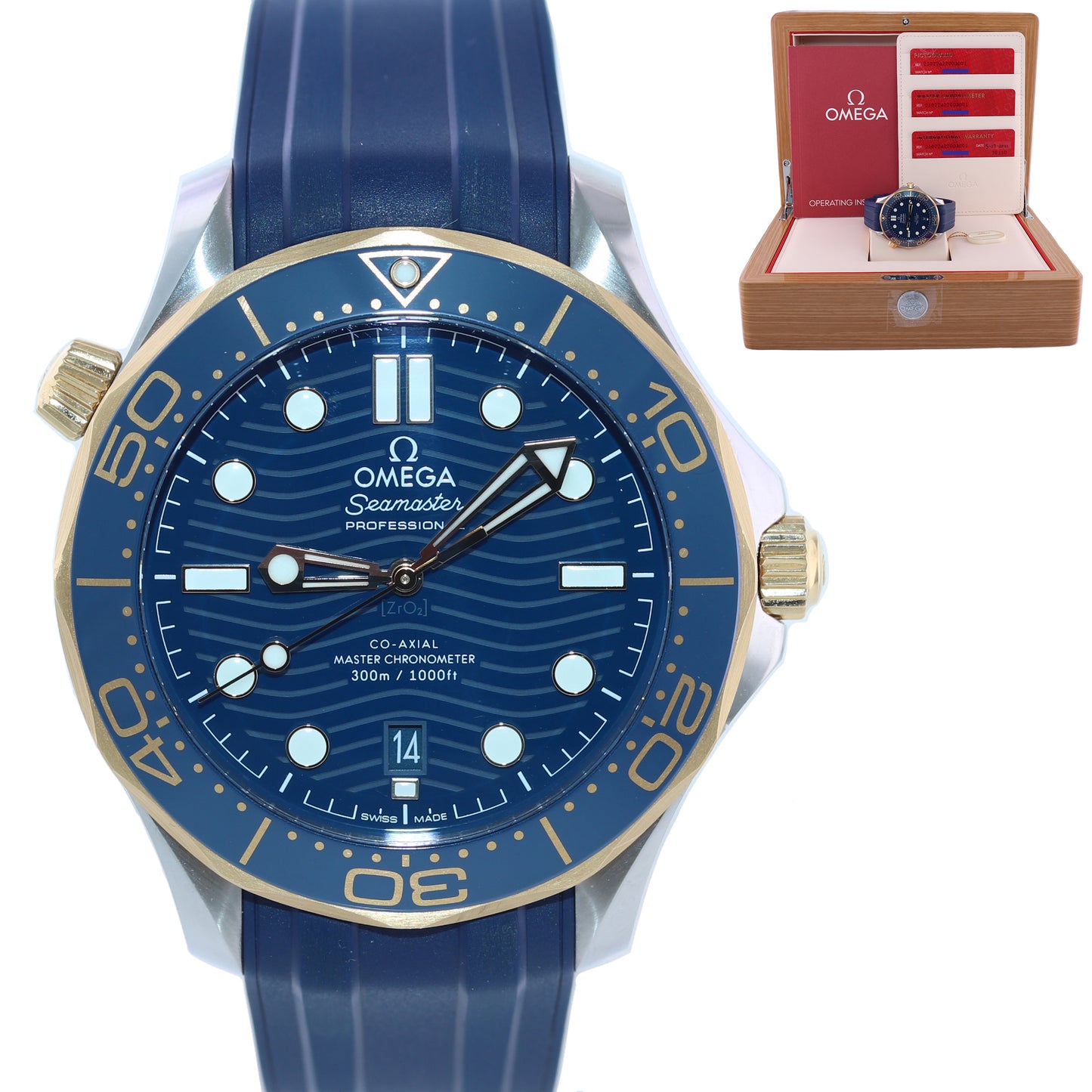 2021 PAPERS Omega Seamaster 210.22.42.20.03.001 Blue Wave 300M 42mm Co-Axial Watch