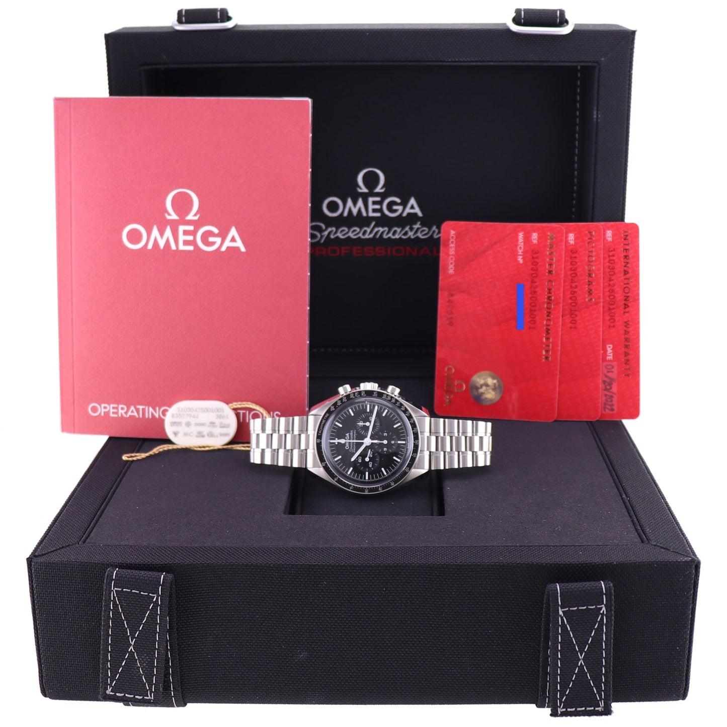 2022 PAPERS Omega Speedmaster 310.30.42.50.01.001 Hesalite Steel 42mm Watch