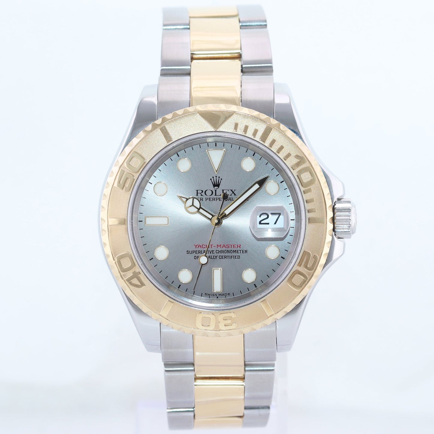 2011 Rolex 16623 Two Tone Gold Steel Yachtmaster Slate Dial 40mm Watch