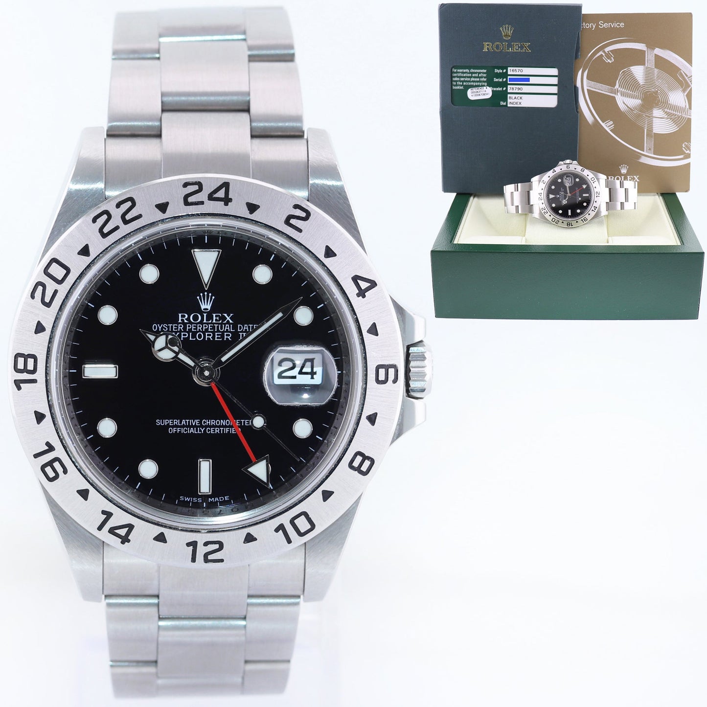 2008 PAPERS Rolex 16570 Steel 3186 movement Explorer 40mm Watch Box