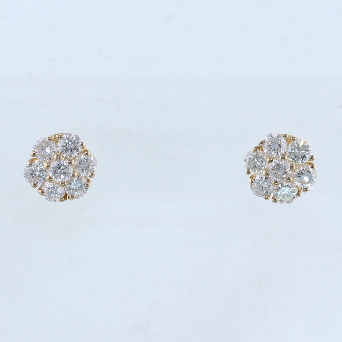 14k Yellow Gold 1.96ctw Diamond Cluster Stud Earrings