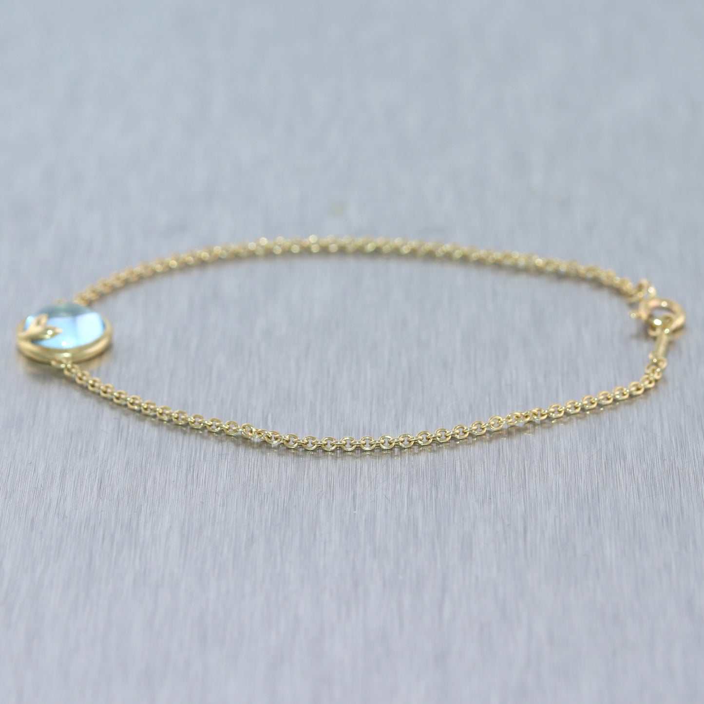 Tiffany & Co. Paloma Picasso 18k Yellow Gold Blue Topaz Olive Leaf Bracelet