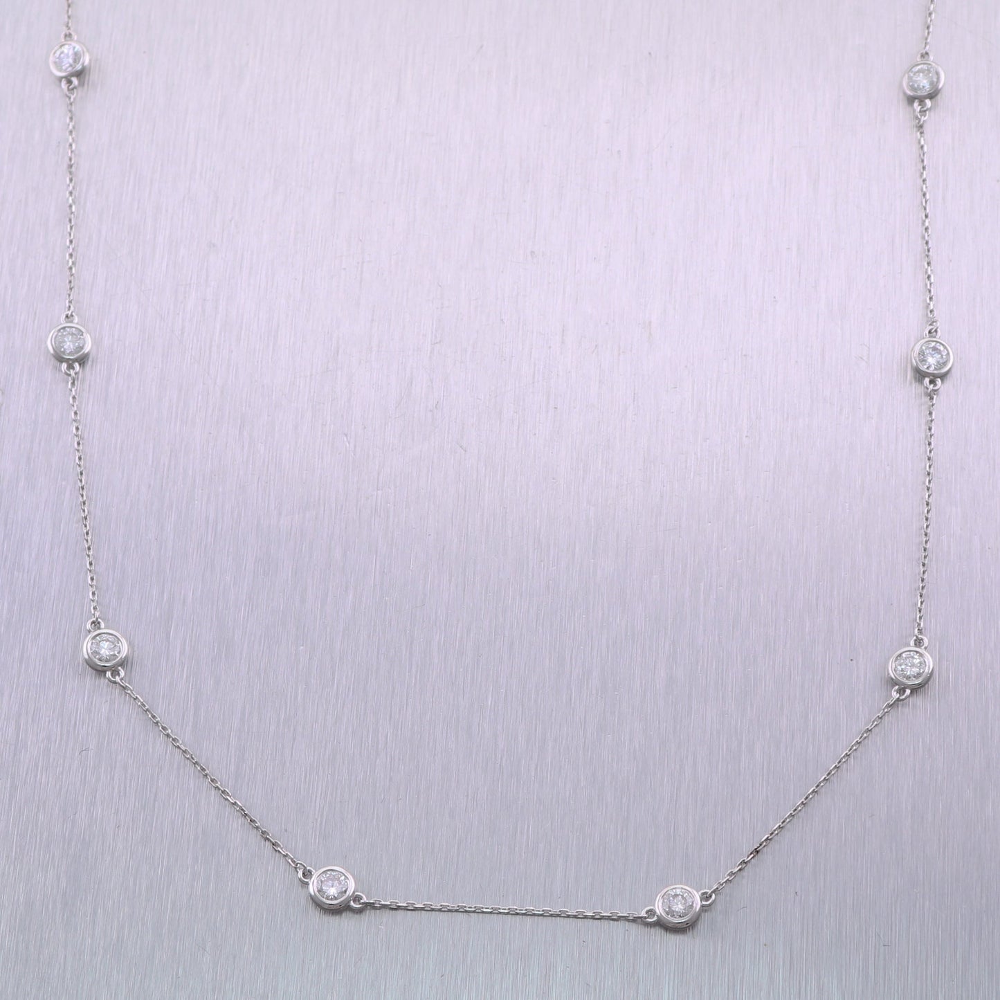 Modern 14k White Gold 1.80ctw Diamonds By The Yard 18" Necklace