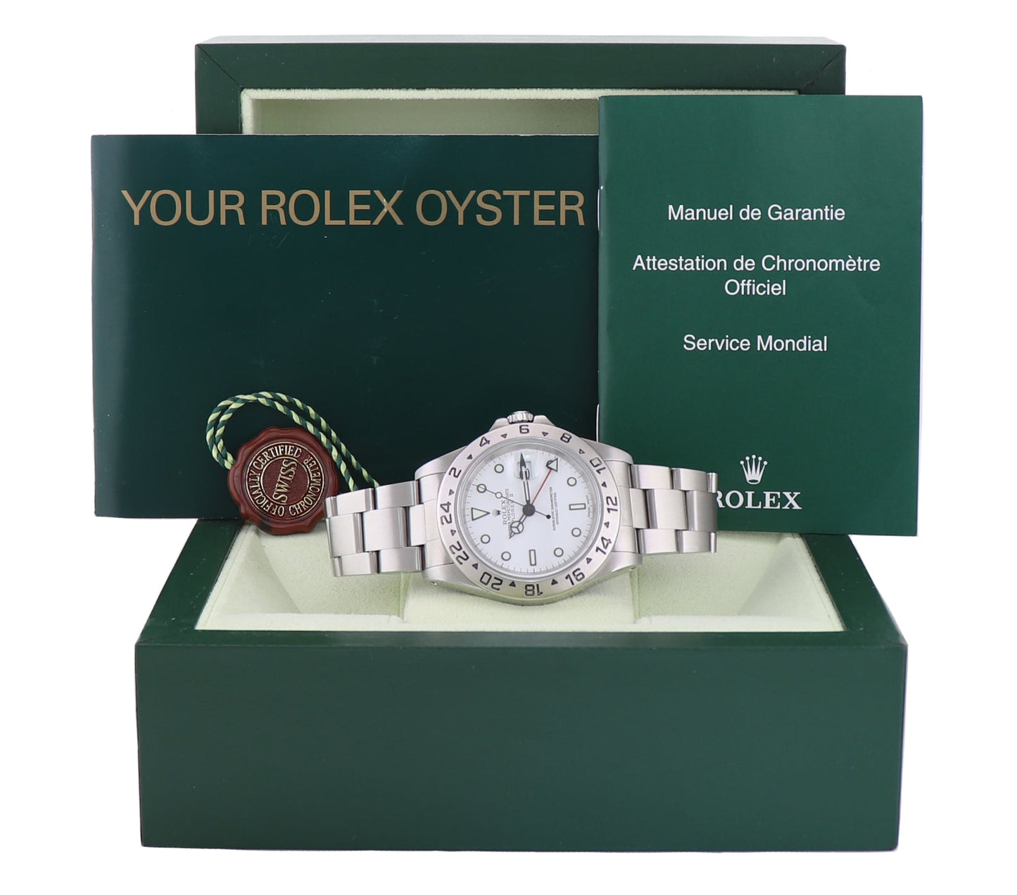 2002 MINT Rolex Explorer II White 16570 40mm Polar GMT Watch Box
