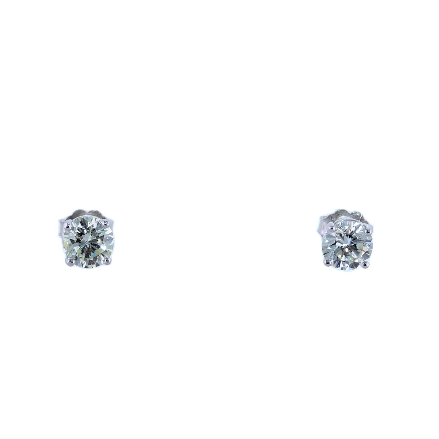 Modern 14k White Gold 1.60ctw Diamond Stud Earrings