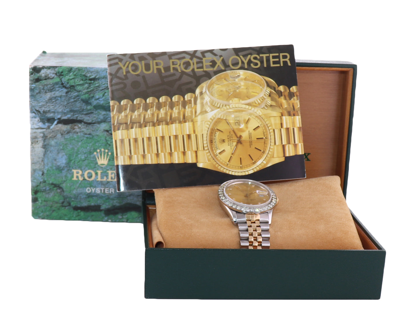 Rolex DateJust 16013 Champagne Diamond Bezel Two Tone Gold Jubilee Band Watch