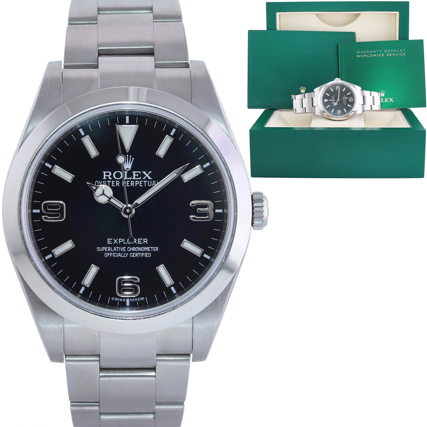 MINT Rolex 214270 Explorer Black Arabic Dial Steel 39mm Mk1 Watch Box