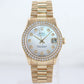 Ladies Rolex 6827 18k Yellow Gold Steel 31mm Mother of Pearl Diamond Bezel Watch