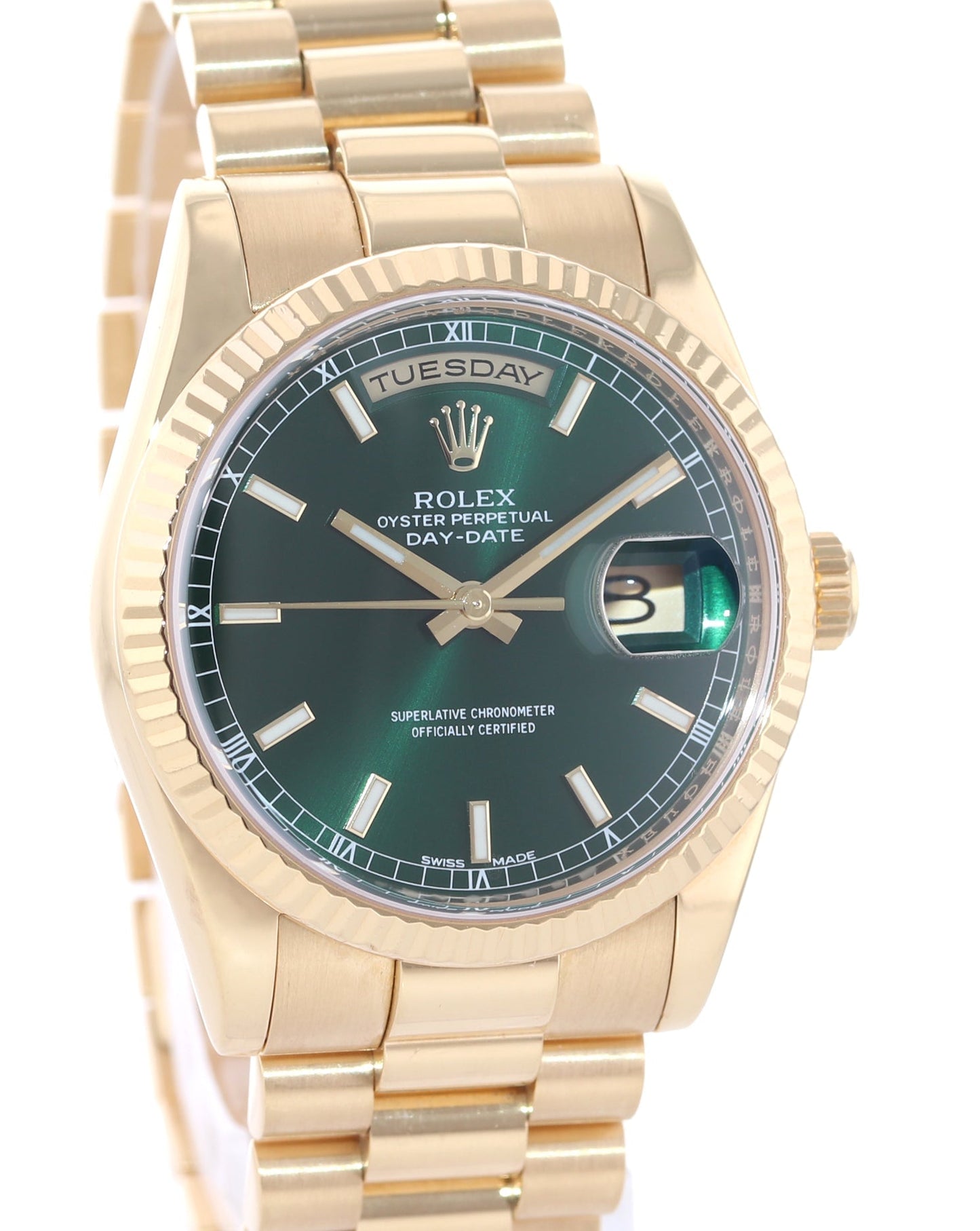 Rolex President Yellow Gold 36mm Green Dial 118238 Watch Box