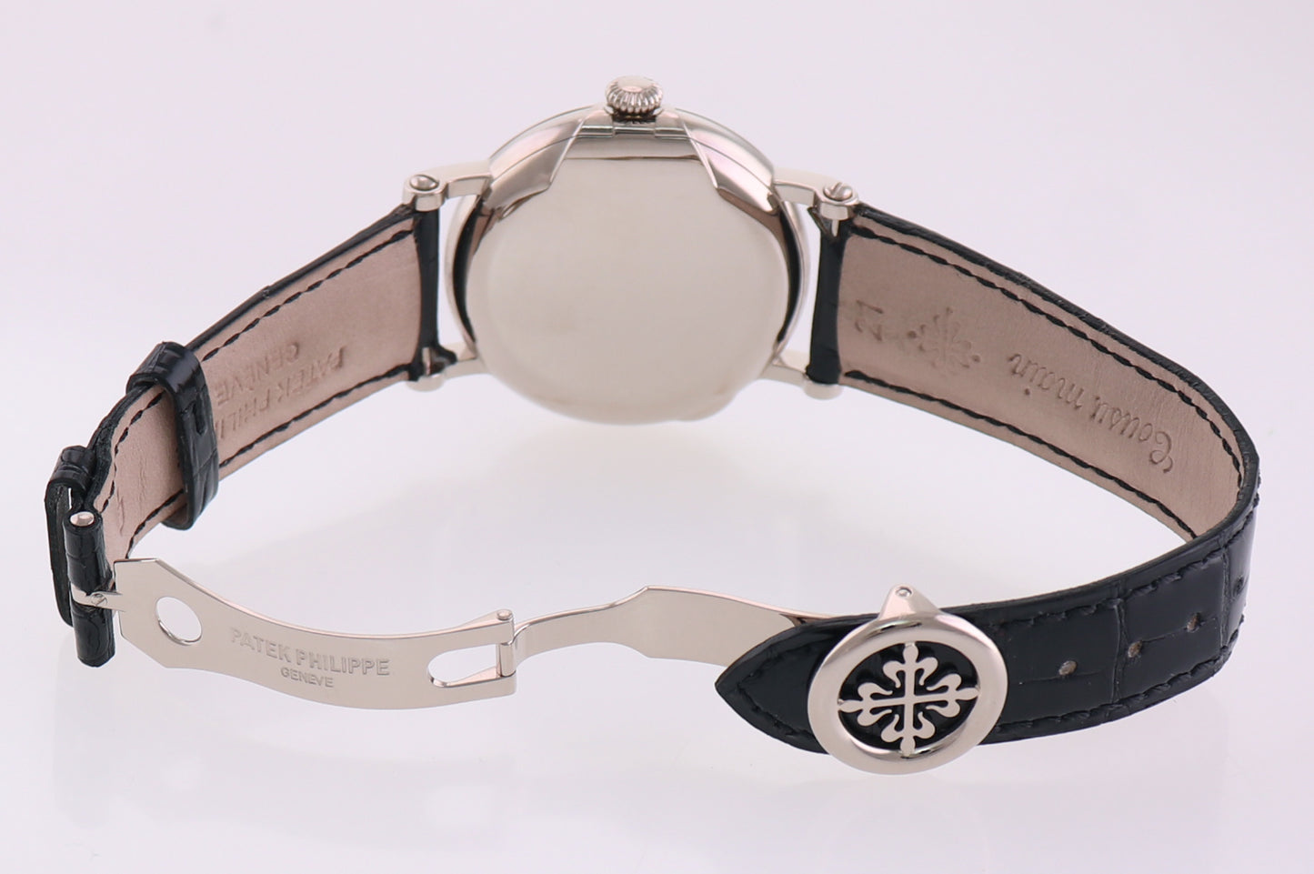 MINT Patek Philippe Tiffany 5153G 38mm White Gold White Dial Calatrava Leather Watch Box