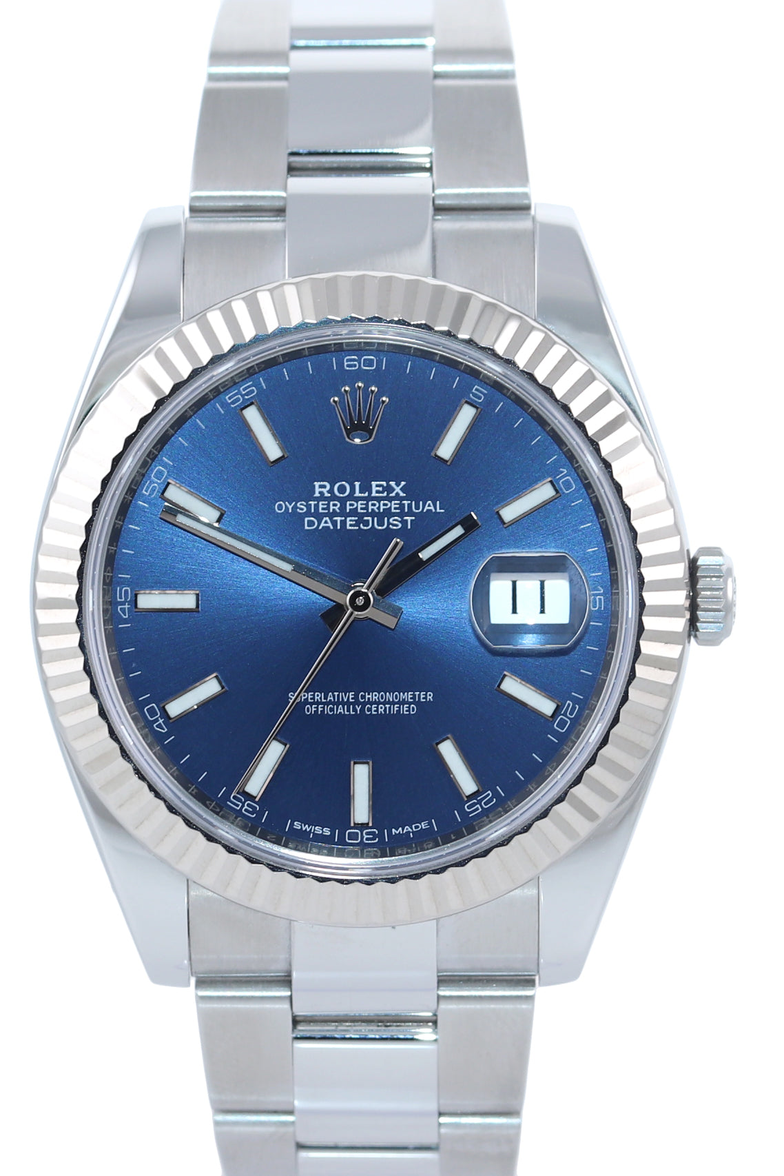 MINT PAPERS Rolex DateJust 41 Blue Stick Oyster Fluted 126334 Watch Box