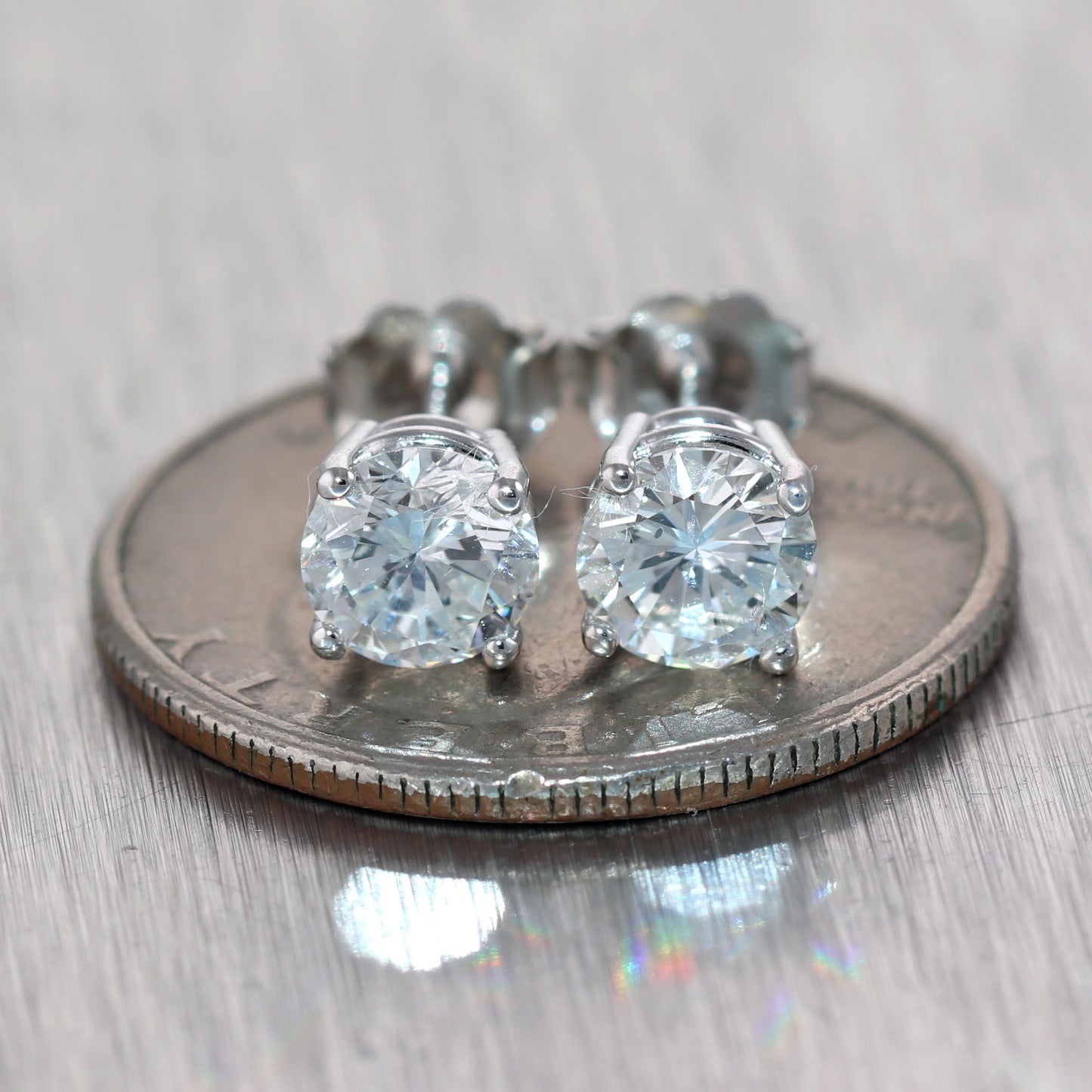 GIA 1.72ct Round Brilliant G SI1 Diamond 14k White Gold Stud Earrings