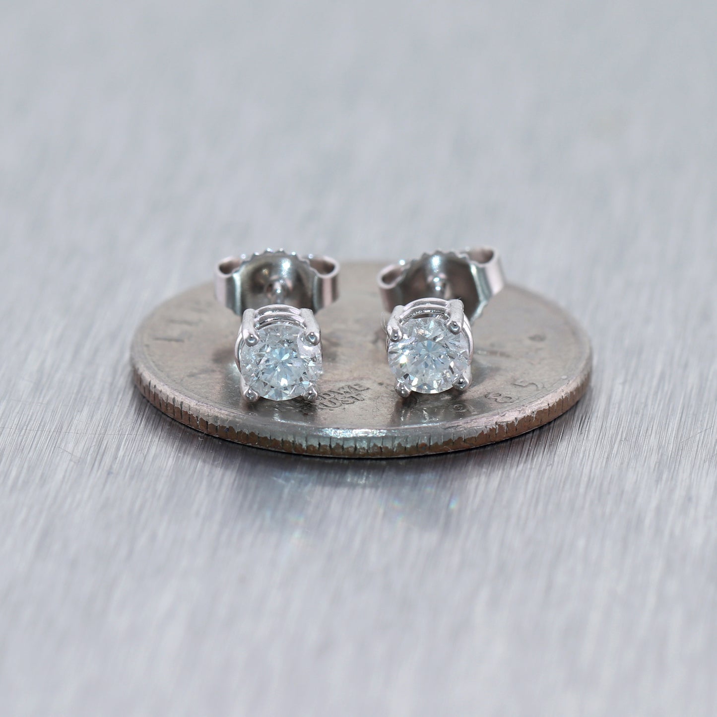 Modern 14k White Gold 0.60ctw Diamond Stud Earrings