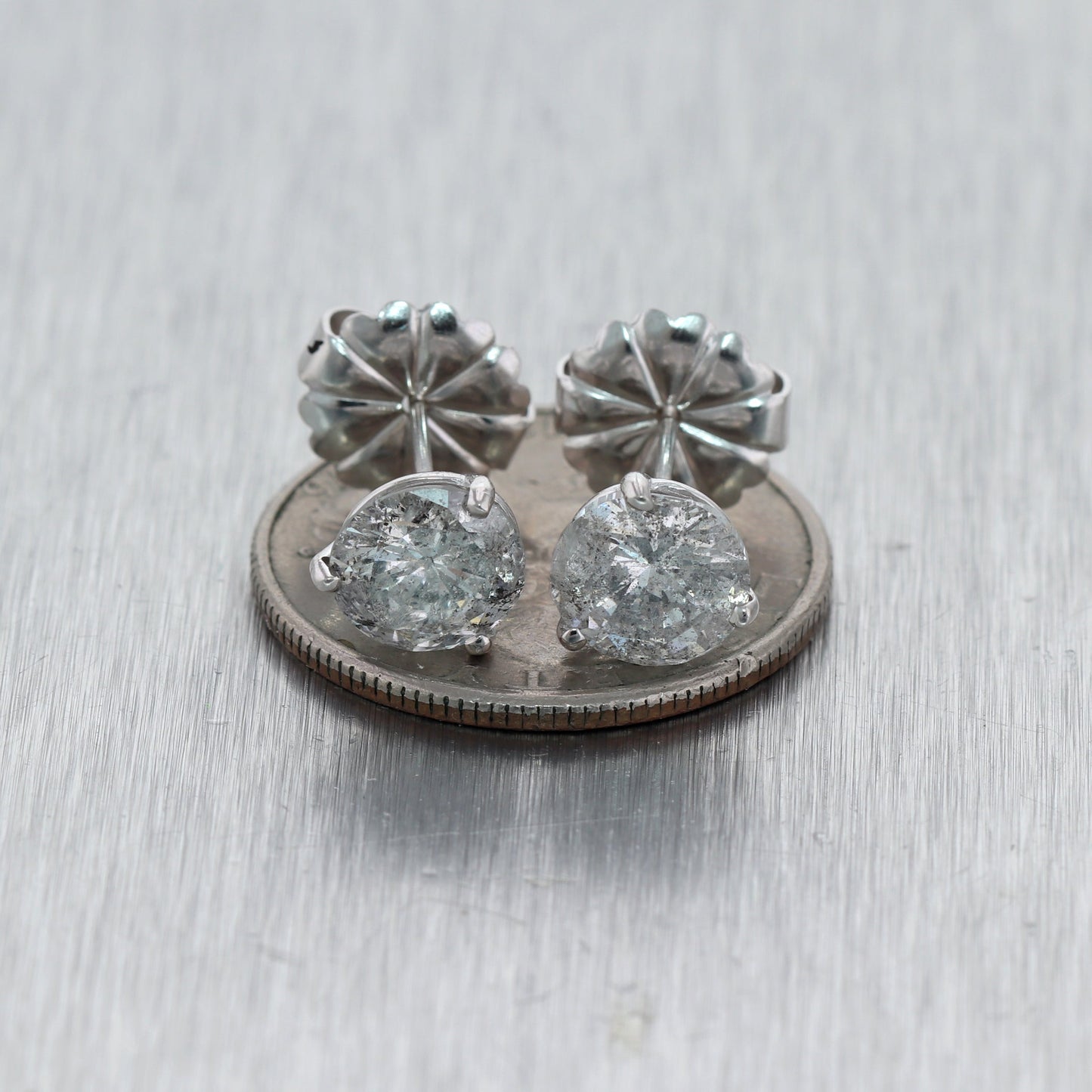 Modern White Gold Filled 3.86ctw Diamond Stud Earrings