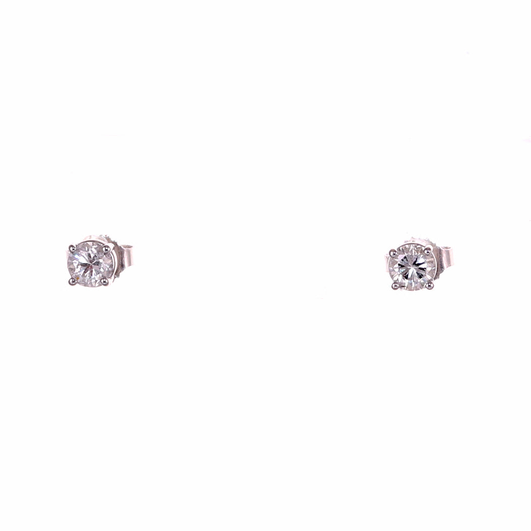 Modern 14k White Gold 0.68ctw Diamond Stud Earrings
