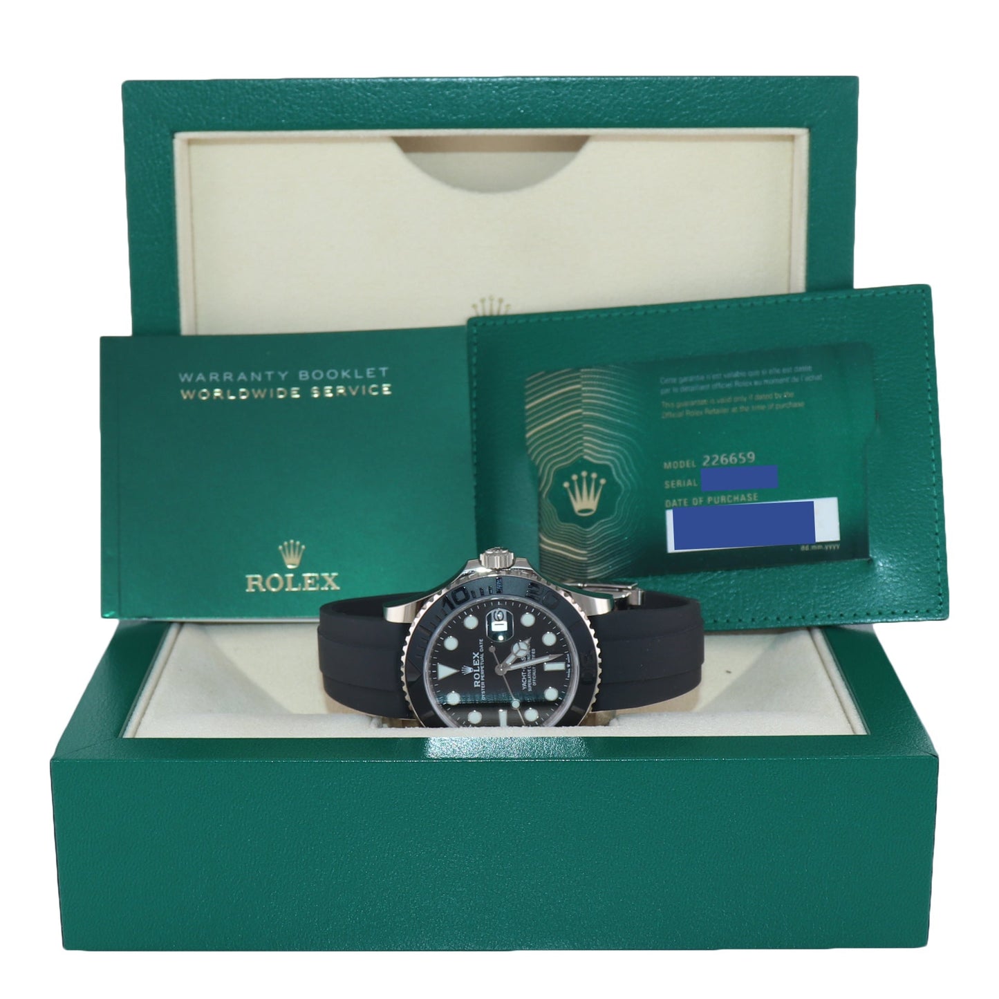 2020 PAPERS Rolex Yacht-Master 226659 18k White Gold 42mm Oysterflex Watch Box