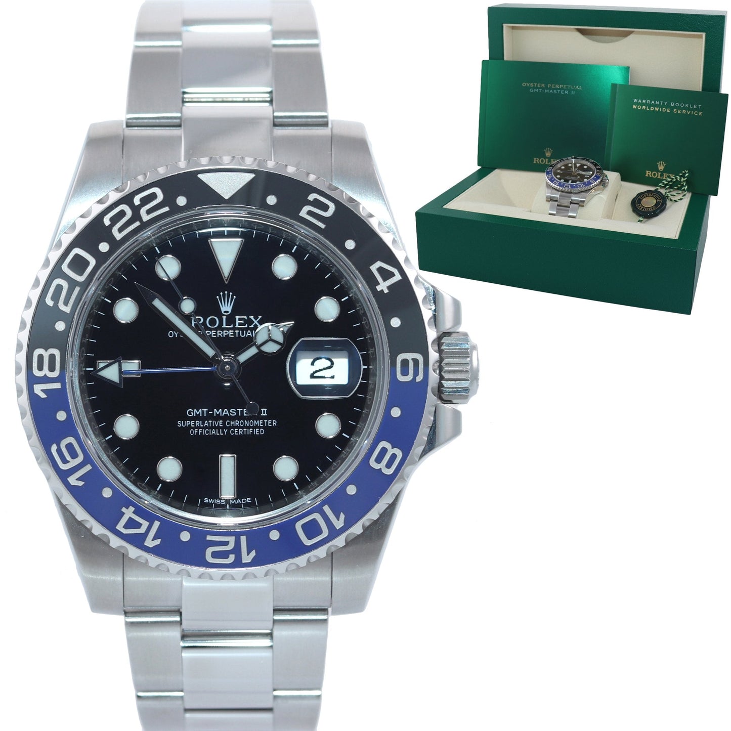 MINT 2017 Rolex GMT Master II 116710 BLNR Steel Ceramic Blue Batman Watch Box